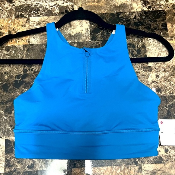 LULULEMON ENERGY HIGH-NECK LONG LINE BRA ZIP BLUE COLOR NWT - Picture 1 of 8